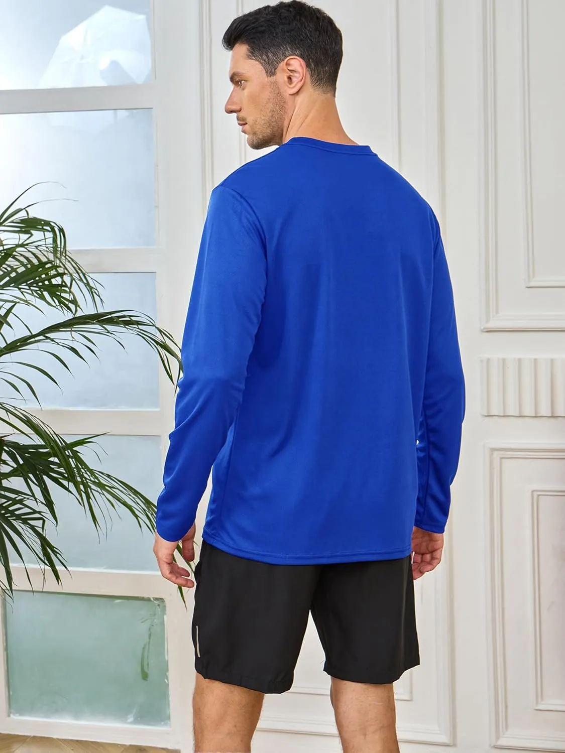 5 Pack Mens Long Sleeve Quick Dry Active Athletic T Shirt Running Gym Workout Tee Tops