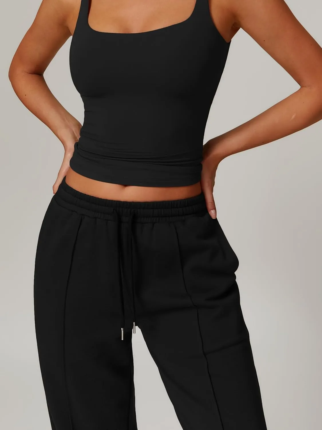 ABOCIW Womens Wide Leg Sweatpants High Waisted Baggy Sweats Pants Drawstring Athletic Joggers with Pockets