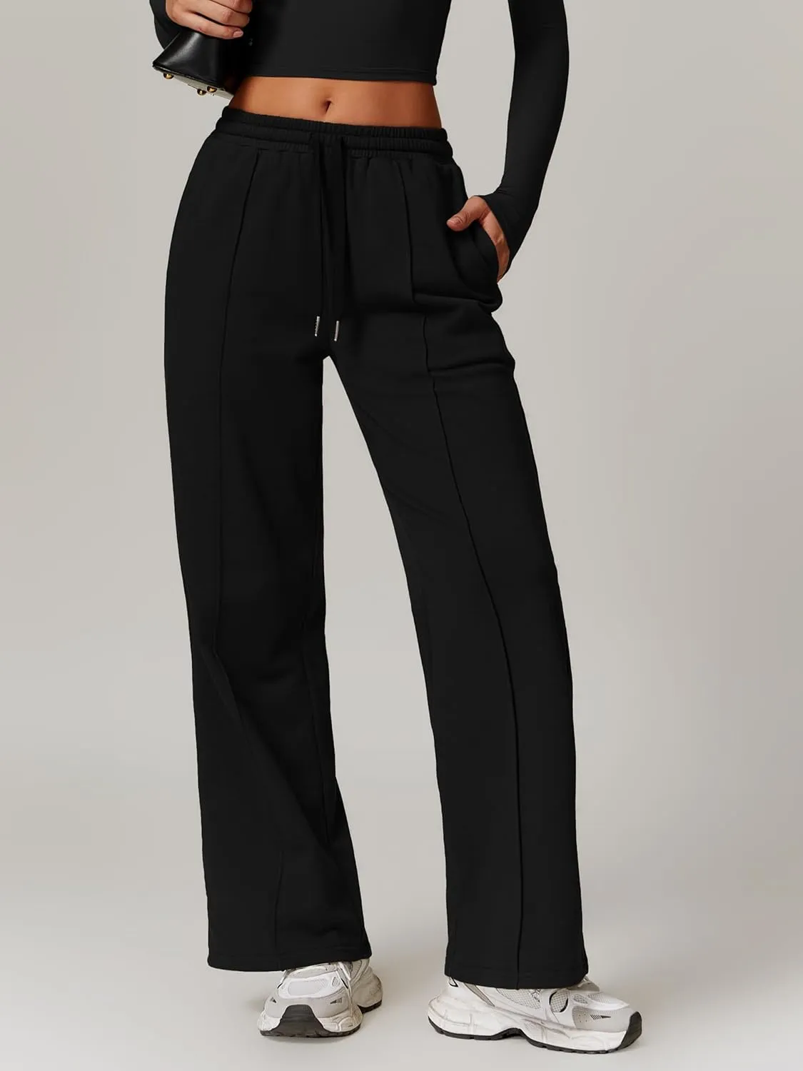 ABOCIW Womens Wide Leg Sweatpants High Waisted Baggy Sweats Pants Drawstring Athletic Joggers with Pockets