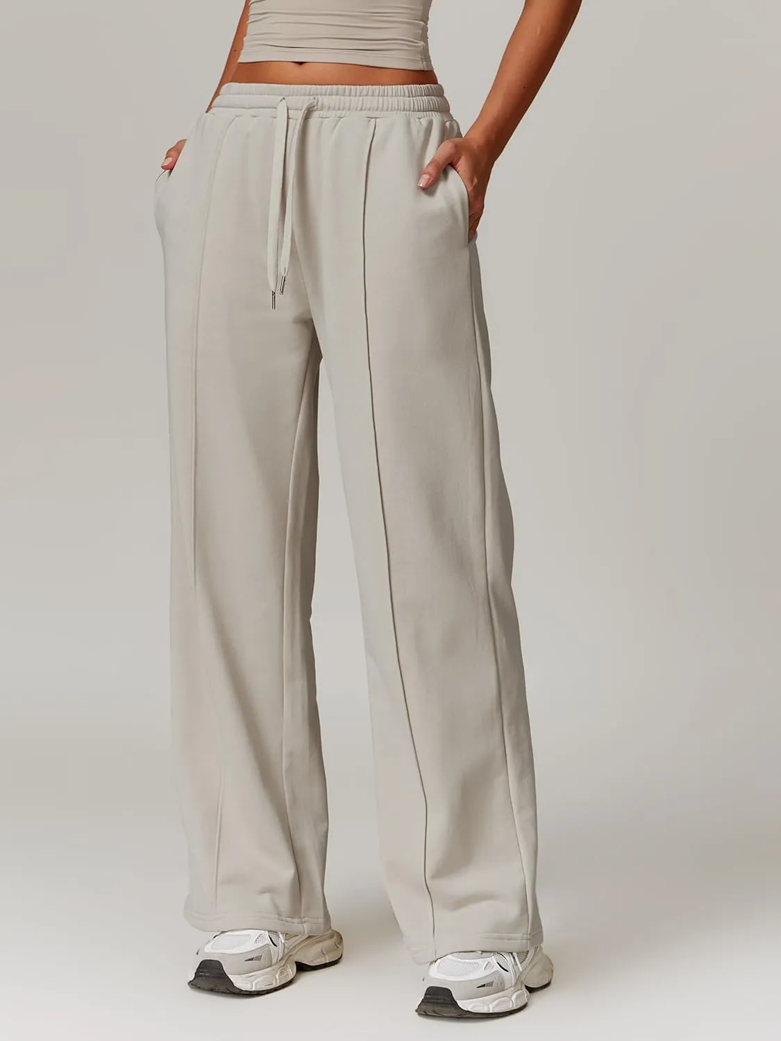 ABOCIW Womens Wide Leg Sweatpants High Waisted Baggy Sweats Pants Drawstring Athletic Joggers with Pockets