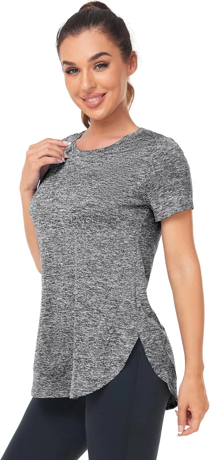 Absttith Women's Short Sleeve Workout Shirts Athletic Casual Tops Quick Dry Gym Soprt Tee Side Split