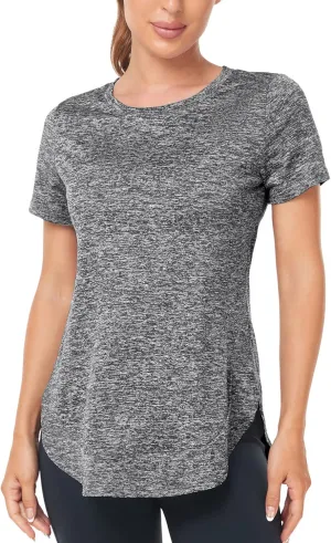 Absttith Women's Short Sleeve Workout Shirts Athletic Casual Tops Quick Dry Gym Soprt Tee Side Split