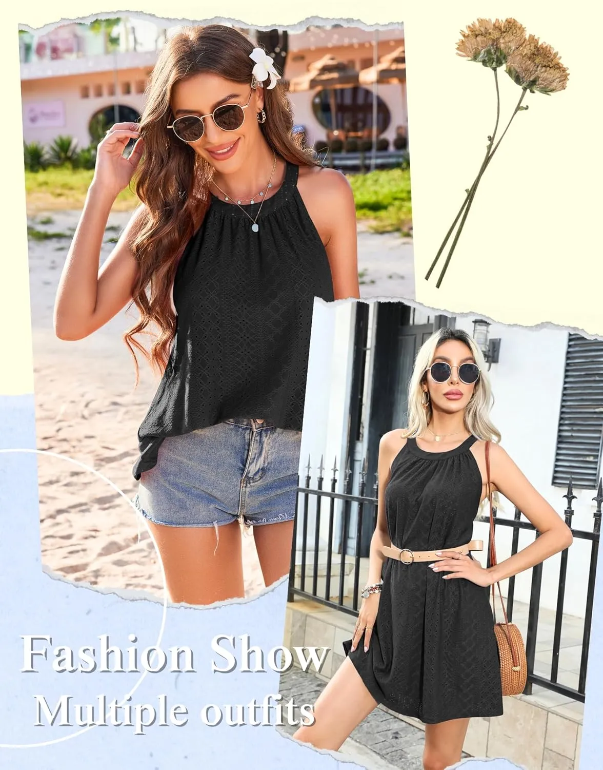 AI'MAGE Womens Swimsuit Cover Up Hollow Out Crochet Coverups Sleeveless Beach Dress Tank Bikini Cover Ups S-3XL