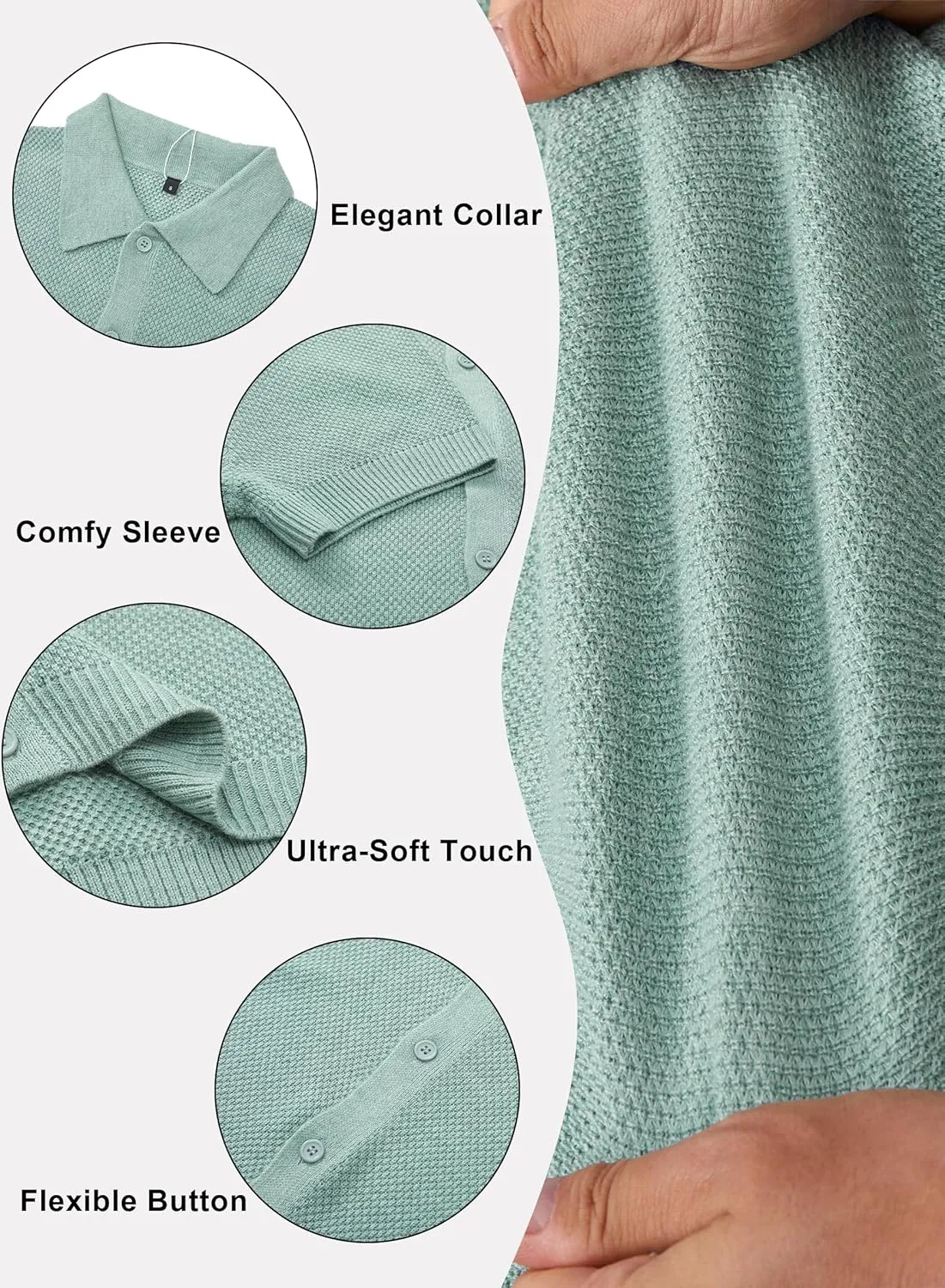 Arach&Cloz Mens Wool Blended Button Down Shirt Short Sleeve Knit 2025 Summer Fashion Dress Shirts Casual Business Golf