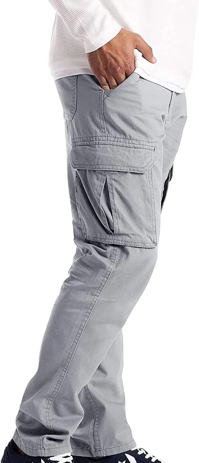 Athletic Pants for Men Color Leggings Casual Men's Trousers Pants Tooling Solid Multi-Pocket Tapered Athletic