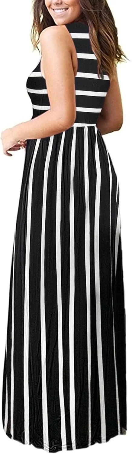 AUSELILY Women's Summer Sleeveless Loose Maxi Dress Casual Long Dresses with Pockets 2025 New