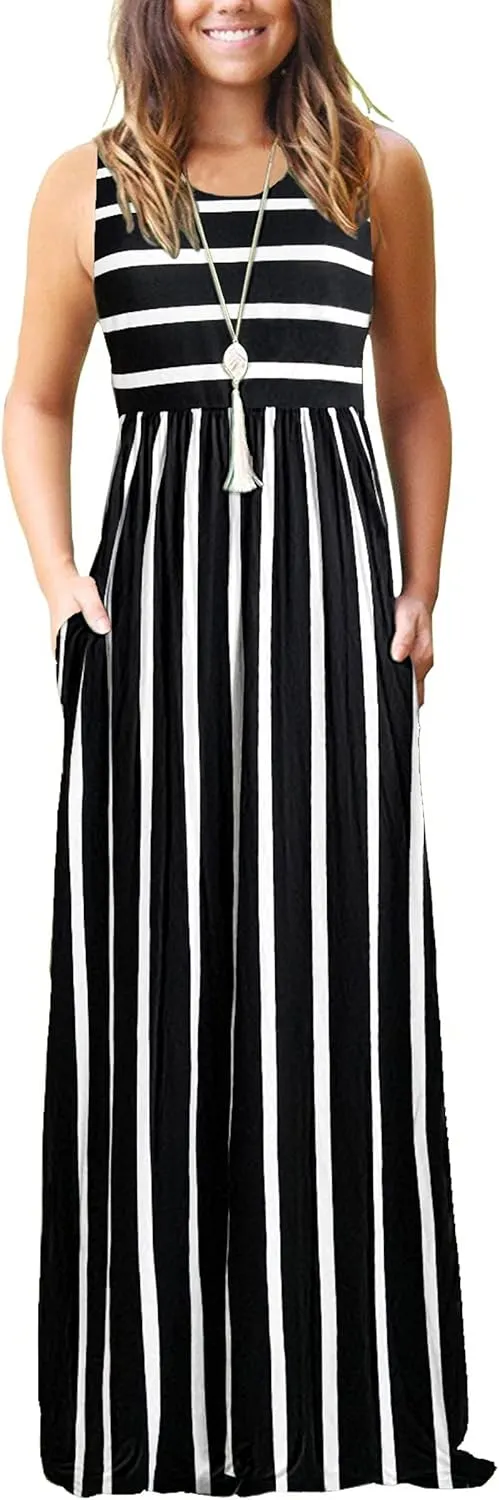 AUSELILY Women's Summer Sleeveless Loose Maxi Dress Casual Long Dresses with Pockets 2025 New