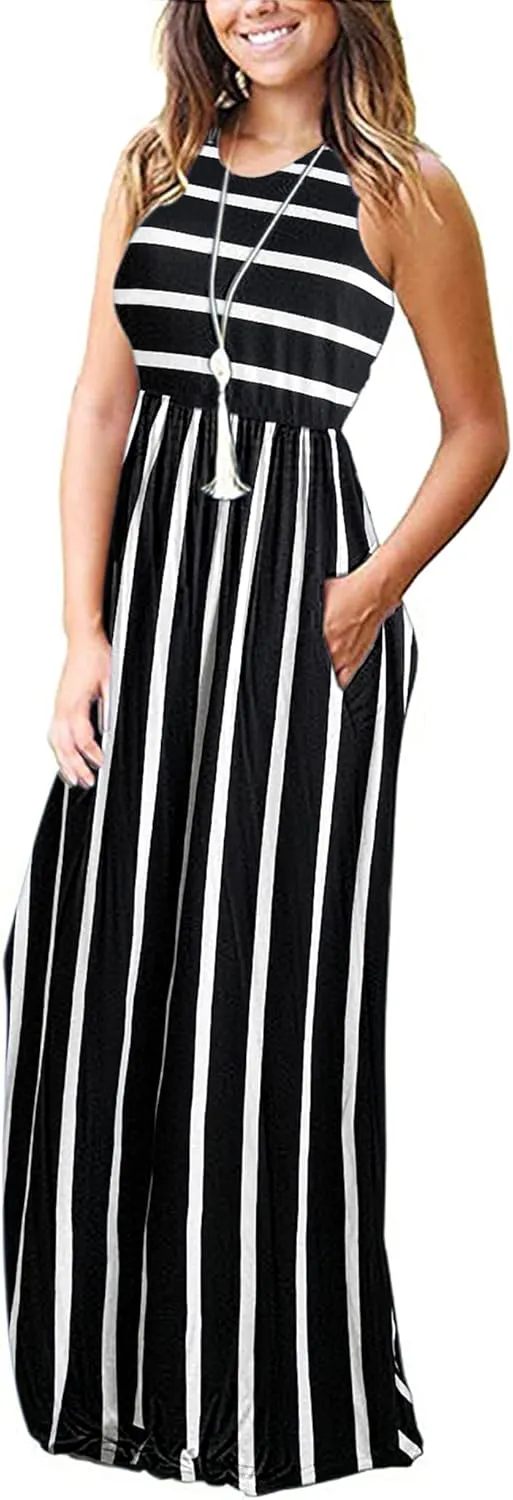 AUSELILY Women's Summer Sleeveless Loose Maxi Dress Casual Long Dresses with Pockets 2025 New