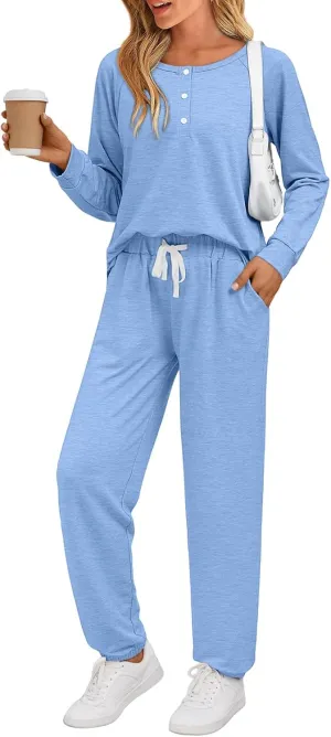AUTOMET Womens 2 Piece Outfits Pajamas Sets Fall Lounge Sets Loungewear Sweatsuits with Sweatpants
