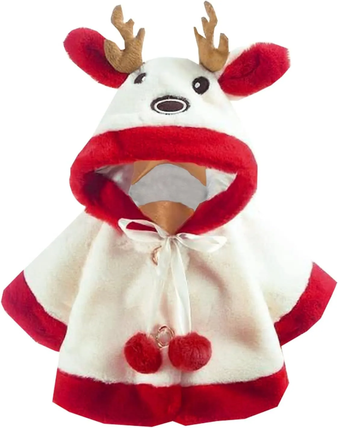 Baby Girl Christmas Hoodie Jacket Kids Toddler Hooded Cape Coat Winter Cloak Dress Coat Fuzzy Cute Cardigan Outwear