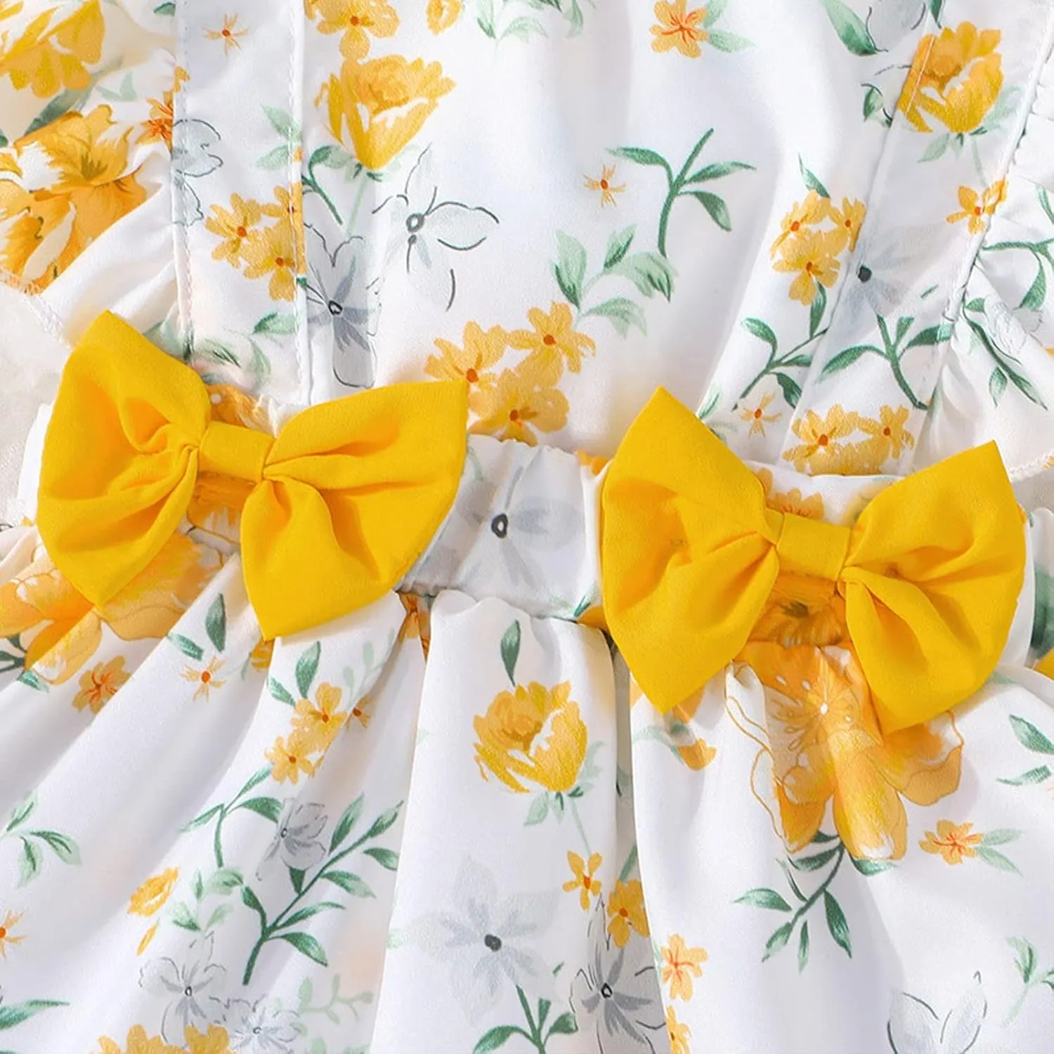Baby Girl Floral Jumpsuit Dress Ruffle Knit 2 Piece Bodysuit Skirt with Headband Mini Dress Long Sleeve