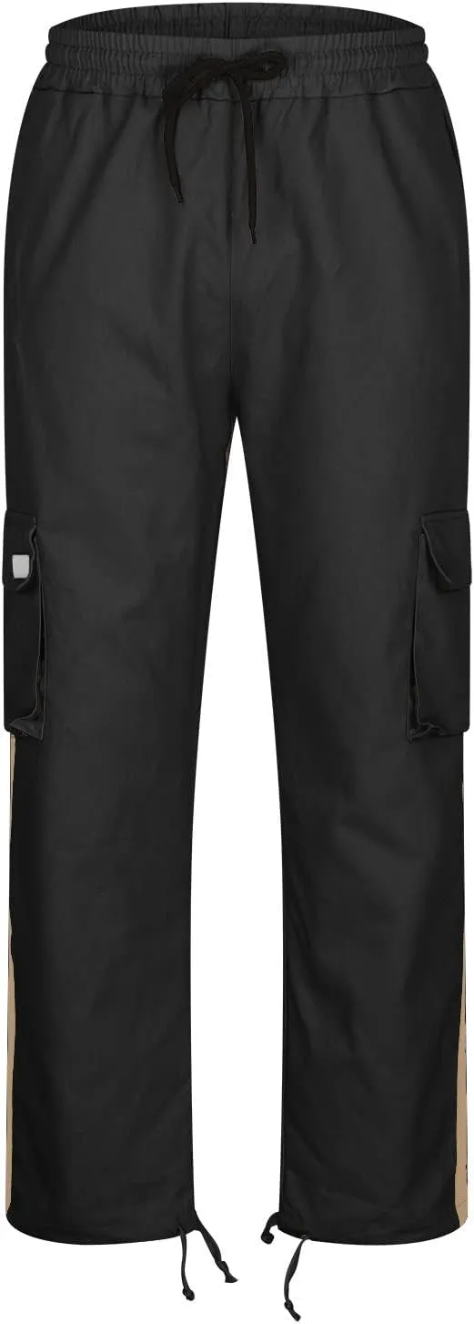 Baggy Cargo Sweatpants for Men Big and Tall Fashion 2023 Color Block Joggers Pants Casual Loose Fit Cotton Cargos