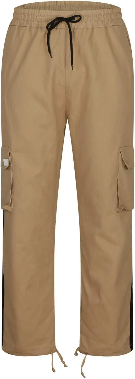 Baggy Cargo Sweatpants for Men Big and Tall Fashion 2023 Color Block Joggers Pants Casual Loose Fit Cotton Cargos