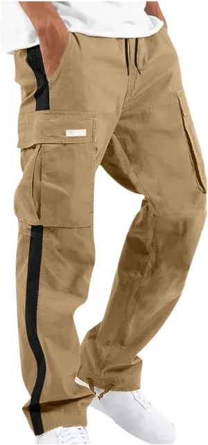 Baggy Cargo Sweatpants for Men Big and Tall Fashion 2023 Color Block Joggers Pants Casual Loose Fit Cotton Cargos