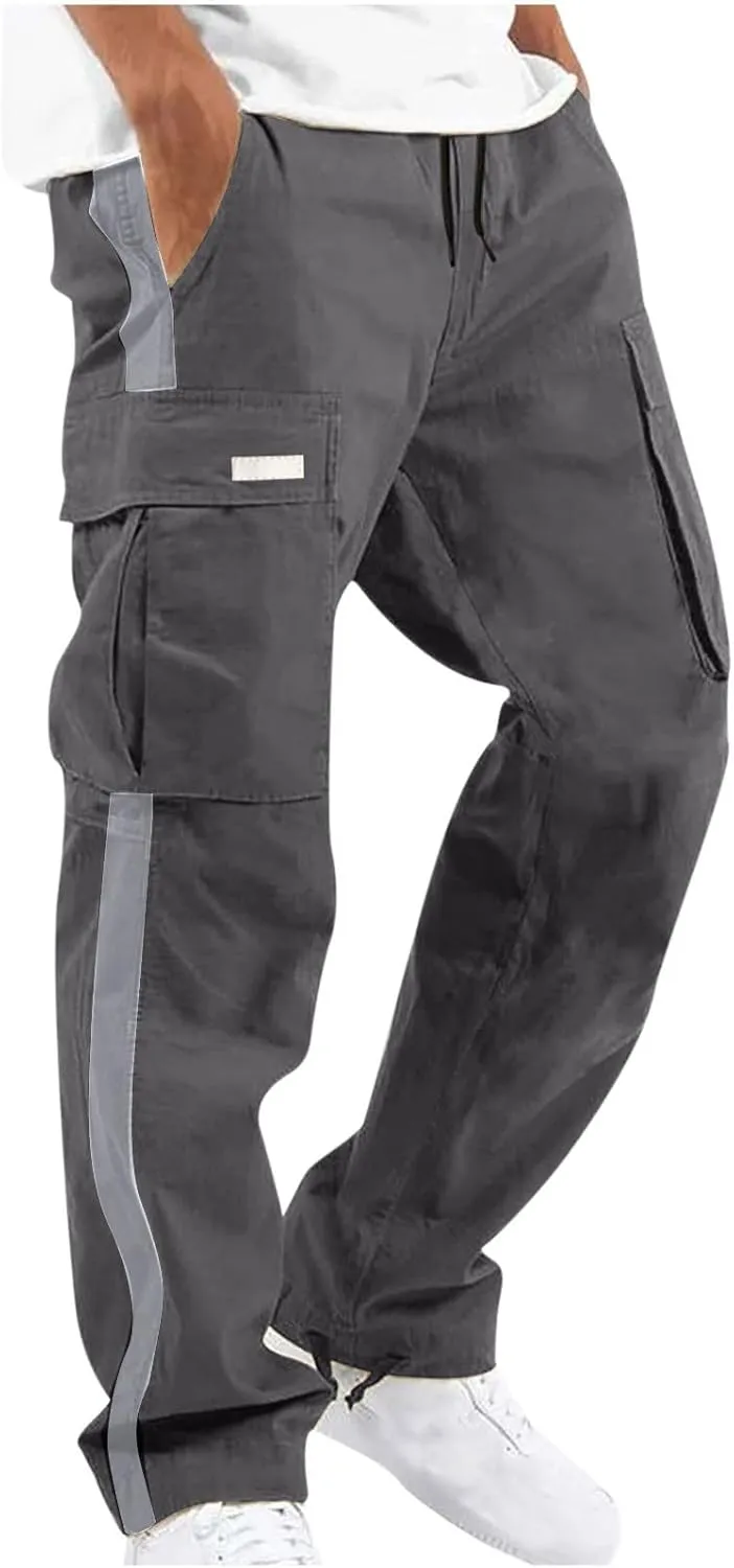 Baggy Cargo Sweatpants for Men Big and Tall Fashion 2023 Color Block Joggers Pants Casual Loose Fit Cotton Cargos