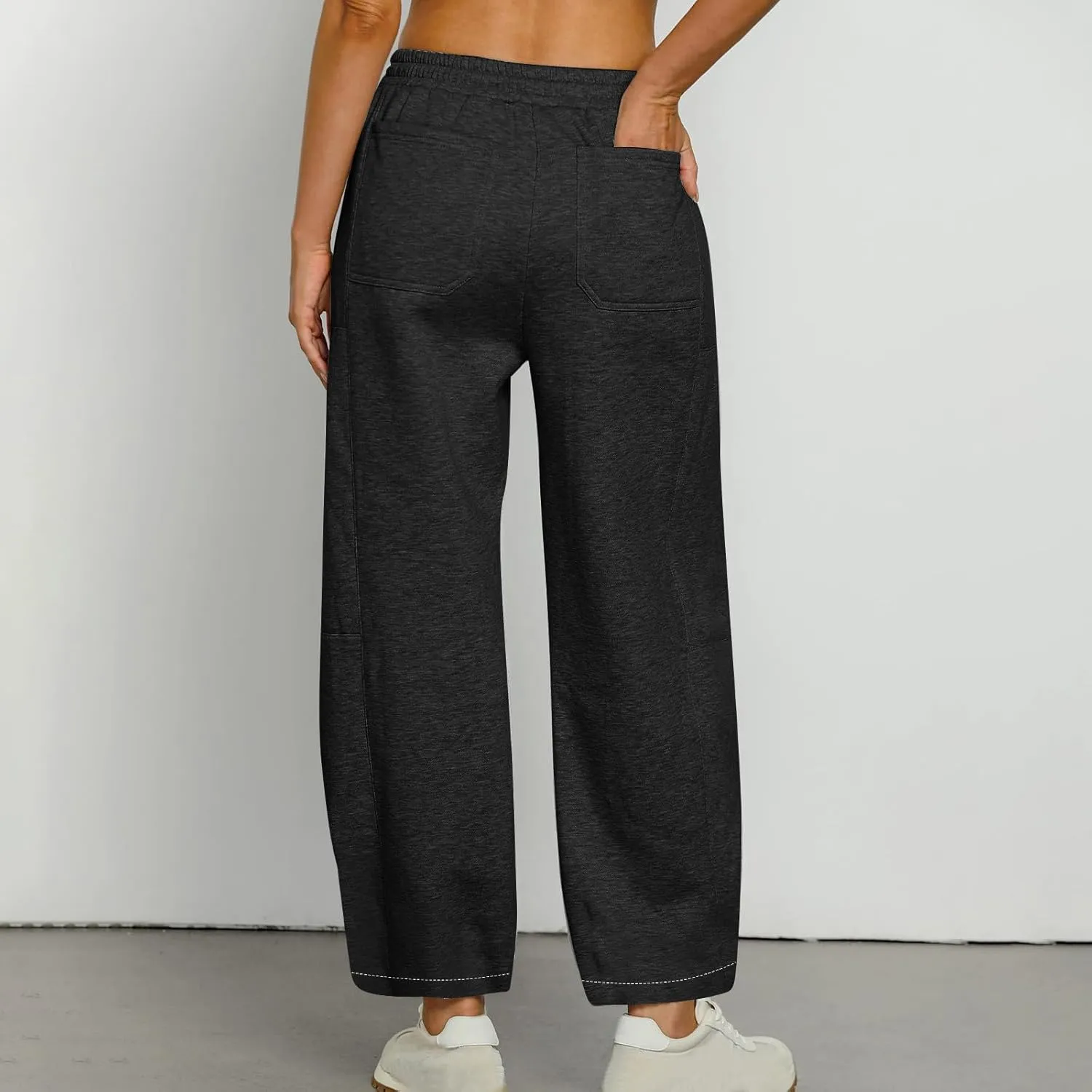 Baggy Sweatpants Women Sherpa Fleece Lined Pants Thick Sweatpants High Waist Wide Leg Pants Drawstring Trousers Pocket