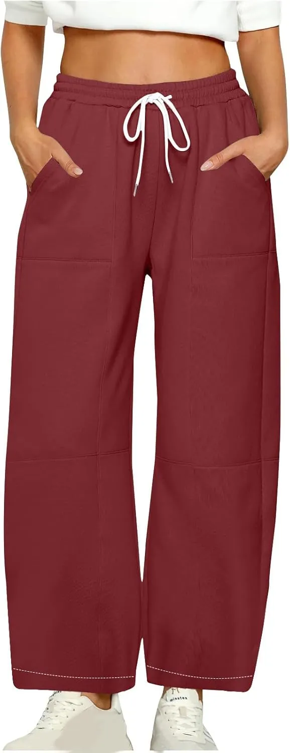 Baggy Sweatpants Women Sherpa Fleece Lined Pants Thick Sweatpants High Waist Wide Leg Pants Drawstring Trousers Pocket