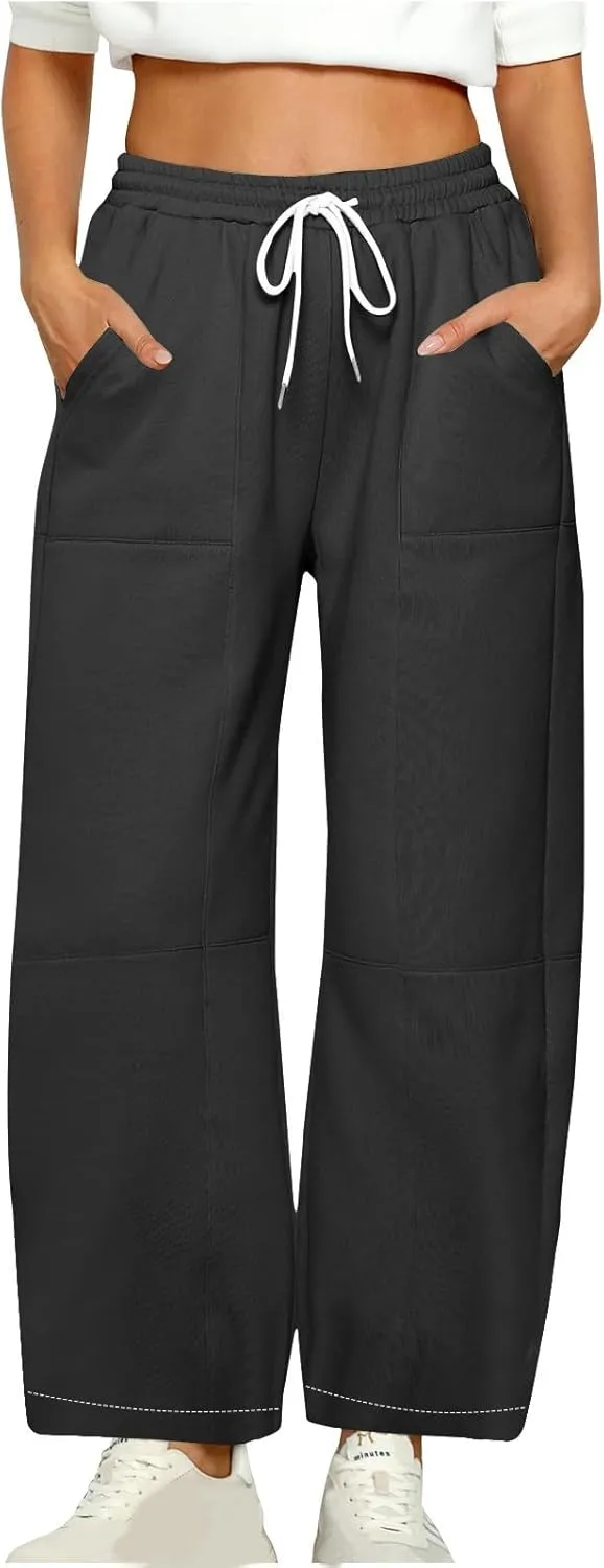 Baggy Sweatpants Women Sherpa Fleece Lined Pants Thick Sweatpants High Waist Wide Leg Pants Drawstring Trousers Pocket