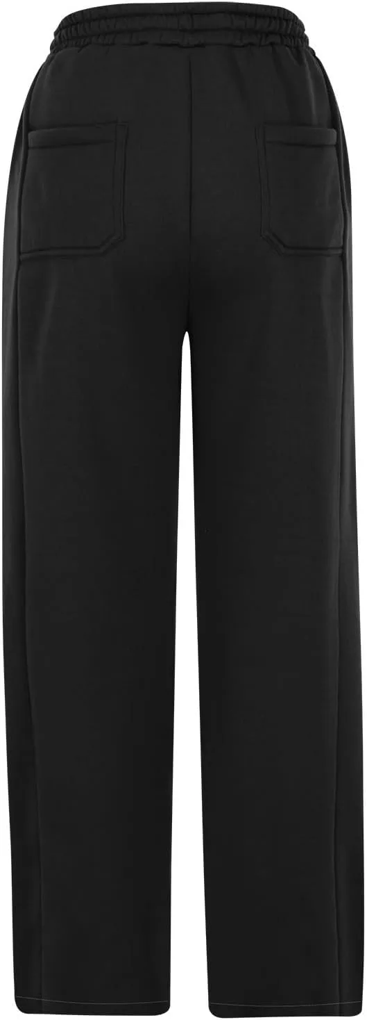 Baggy Sweatpants Women Sherpa Fleece Lined Pants Thick Sweatpants High Waist Wide Leg Pants Drawstring Trousers Pocket
