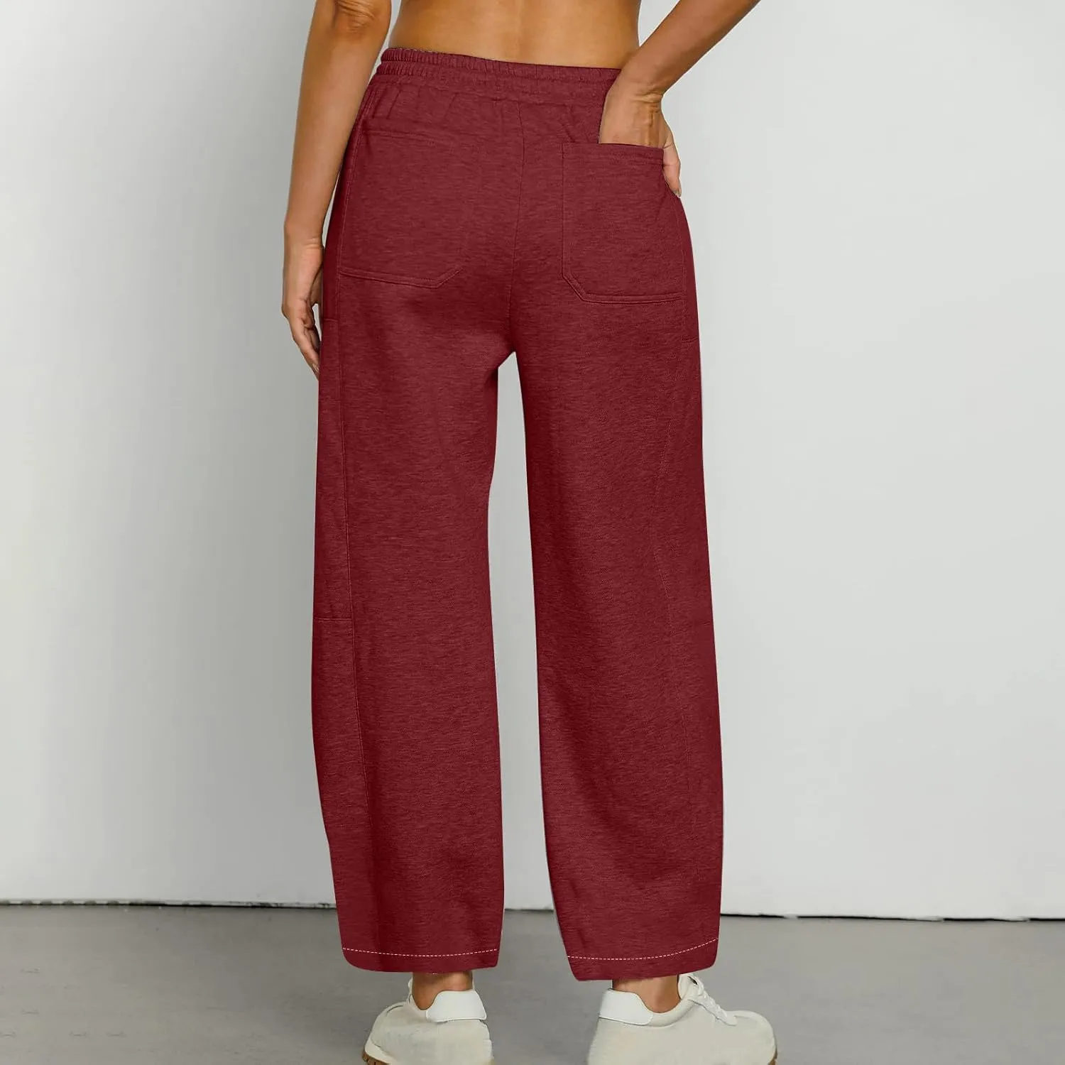 Baggy Sweatpants Women Sherpa Fleece Lined Pants Thick Sweatpants High Waist Wide Leg Pants Drawstring Trousers Pocket