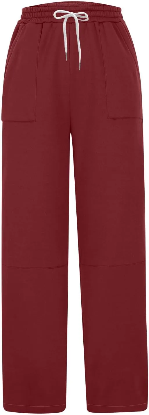 Baggy Sweatpants Women Sherpa Fleece Lined Pants Thick Sweatpants High Waist Wide Leg Pants Drawstring Trousers Pocket