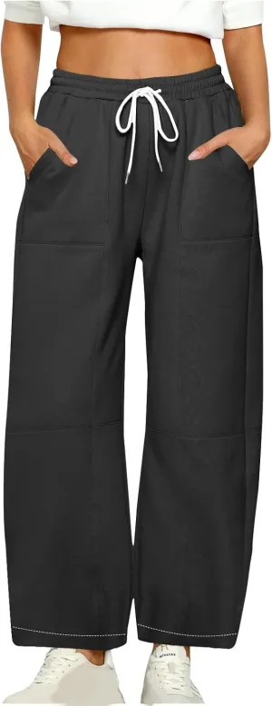 Baggy Sweatpants Women Sherpa Fleece Lined Pants Thick Sweatpants High Waist Wide Leg Pants Drawstring Trousers Pocket
