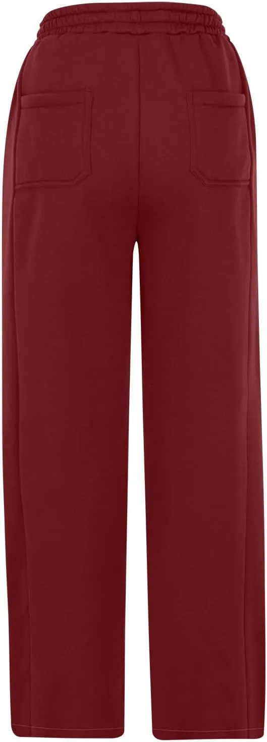 Baggy Sweatpants Women Sherpa Fleece Lined Pants Thick Sweatpants High Waist Wide Leg Pants Drawstring Trousers Pocket