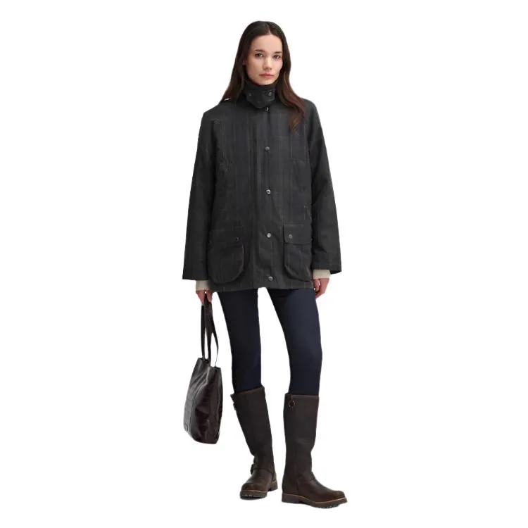 Barbour Ladies Tartan Ashby Wax Jacket - Dark/Classic