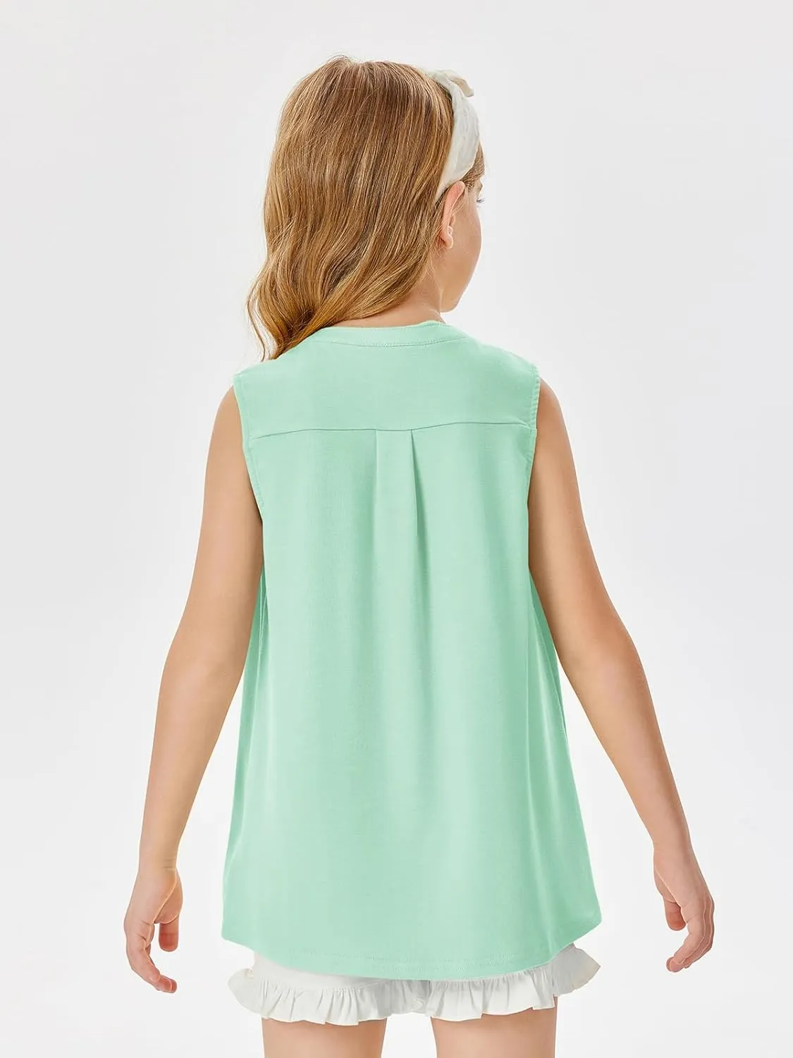 Batermoon Girls Tank Top Summer Cute Sleeveless T Shirt for Teen Henley Ribbed Button Casual Tee Blouse