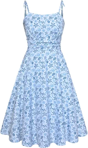 Belle Poque 2025 Summer Dresses for Women Spaghetti Strap Midi Sun Dress Cute Casual Dress with Pockets