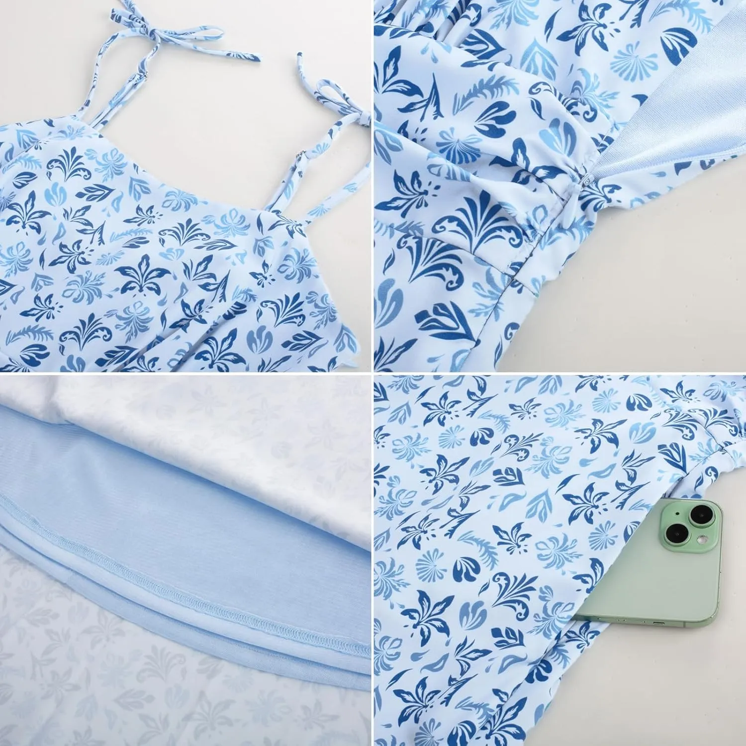 Belle Poque 2025 Summer Dresses for Women Spaghetti Strap Midi Sun Dress Cute Casual Dress with Pockets