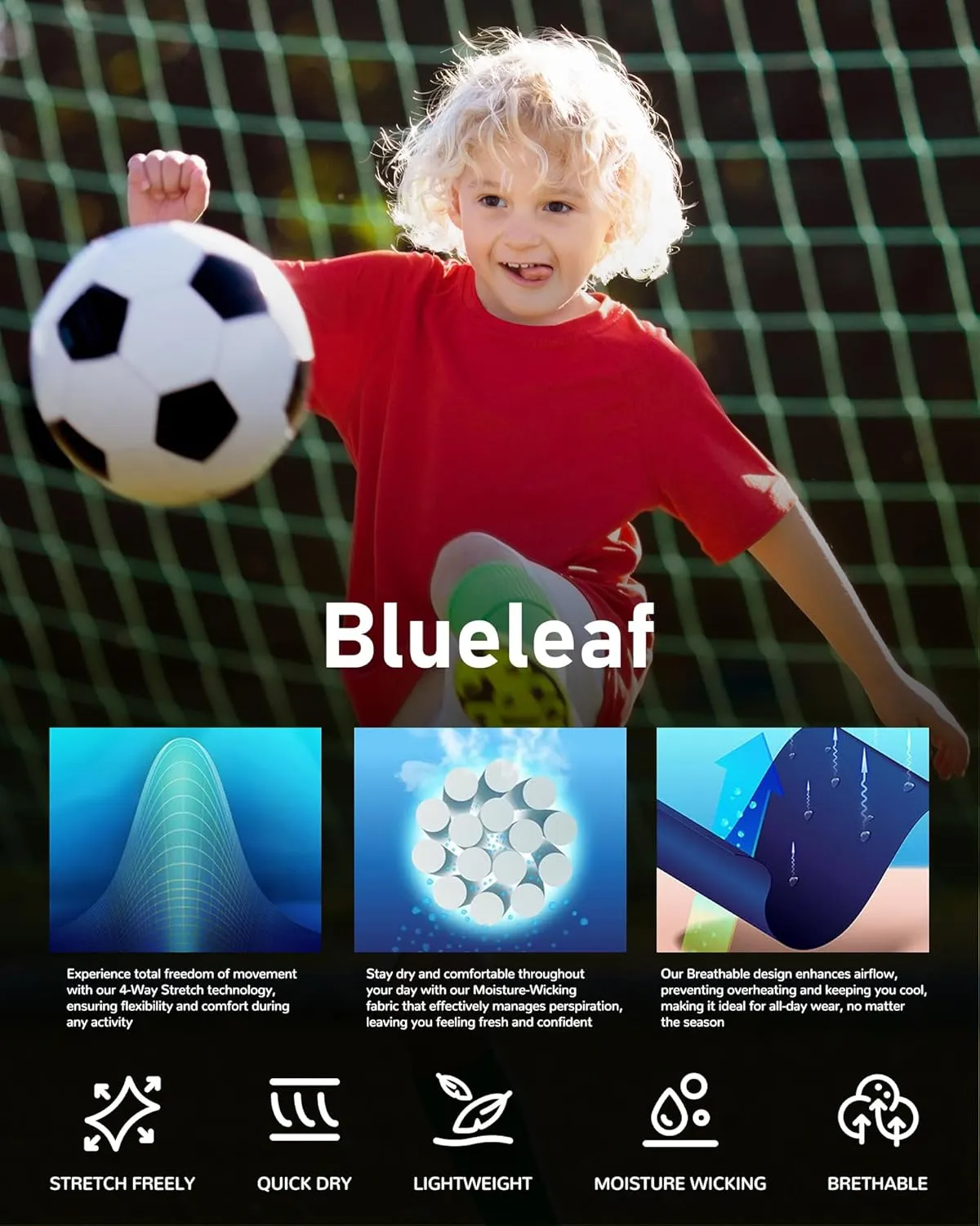 Blueleaf Boys Compression Shirt Short Sleeve Youth Basketball Football Undershirt Kids Quick Dry Athletic Base Layer T-Shirt