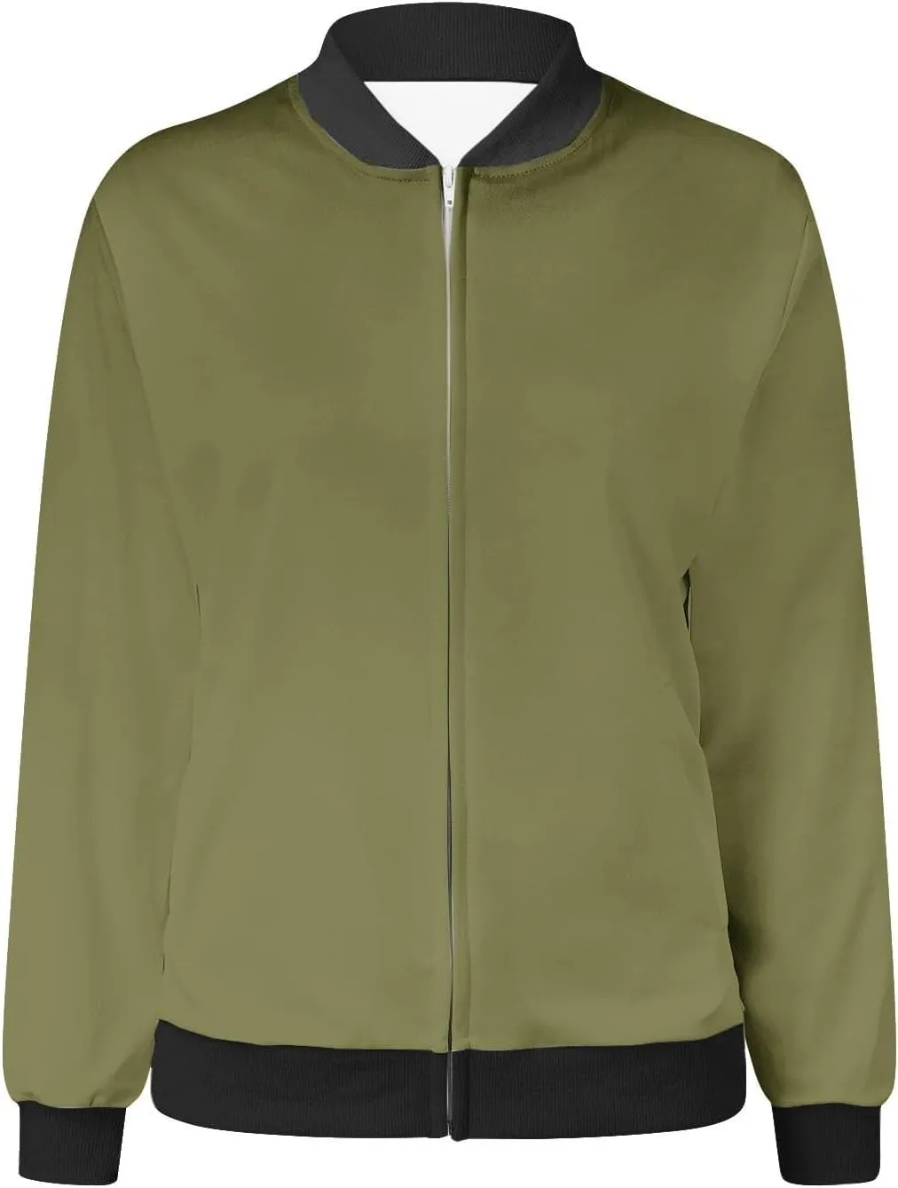 Bomber Jacket Coats for Women Causal Zip Up Long Sleeve Stand Collar Jackets 2024 Fall Lightweight Outerwear