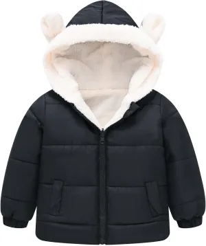 Boys And Girls Middle Children Solid Color Ears Cute Pocket Short Cotton Padded Children's Winter Coats for Tween Girls