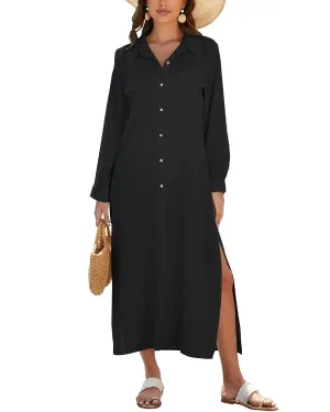 Bsubseach Swimsuit Cover Ups for Women Long Sleeve Shirt Cover Up Dress Bikini Coverup Beach Vacation Sundress Resort Wear