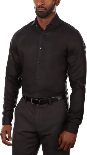 Calvin Klein Men's Non Iron Stretch Slim Fit Dress Shirt Shirt, Jet Black, 16" Neck 34"-35" Sleeve