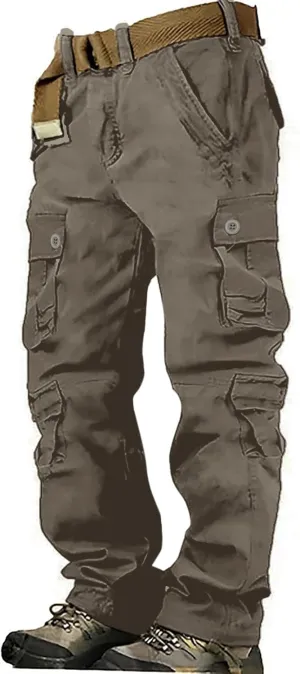 Cargo Pants for Men Camo Stretch Button Waist Tactical Pants Relaxed Fit Fleece Lined Tapered Sweatpants with Pockets