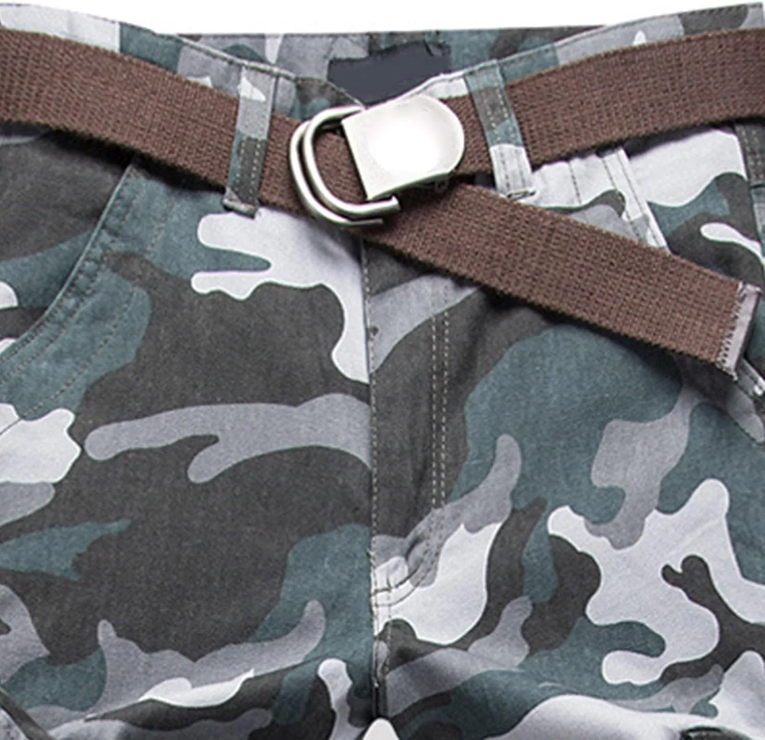 Cargo Pants for Men Camo Stretch Button Waist Tactical Pants Relaxed Fit Fleece Lined Tapered Sweatpants with Pockets