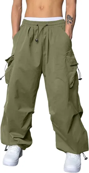 Cargo Pants for Men, Loose Fit Baggy Sweatpants, Casual Solid Color Pants with Pockets, Outdoor Drawstring Trousers