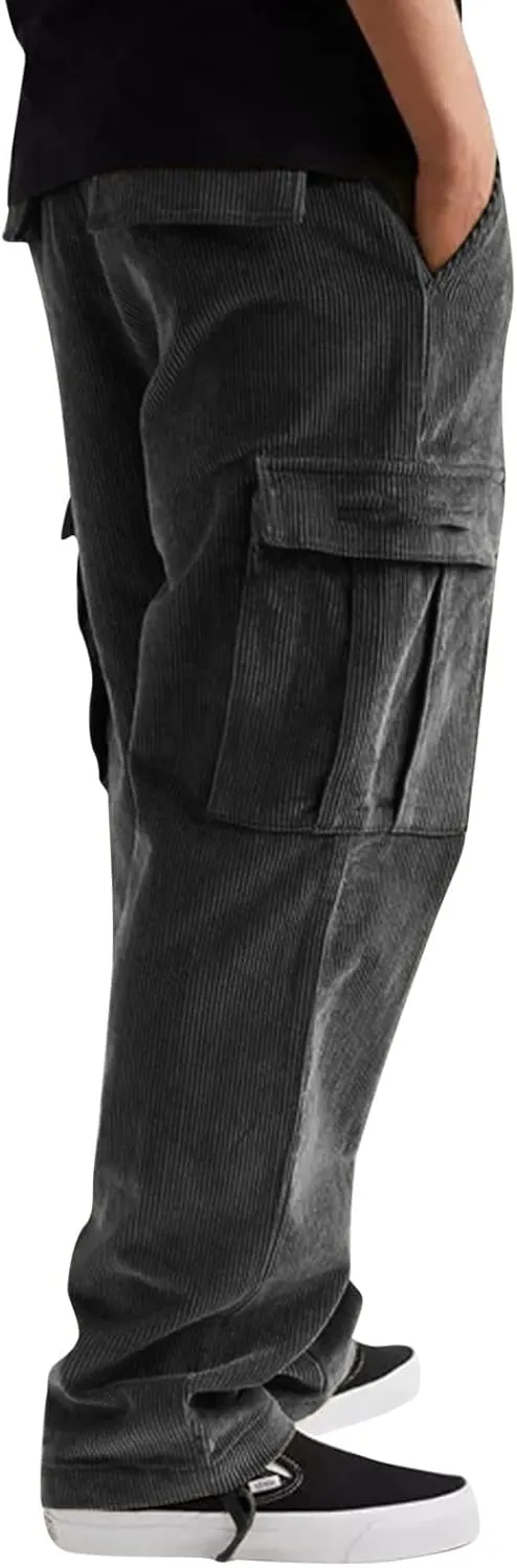 Cargo Pants for Men,Mens Joggers Pants Cotton Drawstring Chino Cargo Pants Hiking Casual Jogging Sweatpants