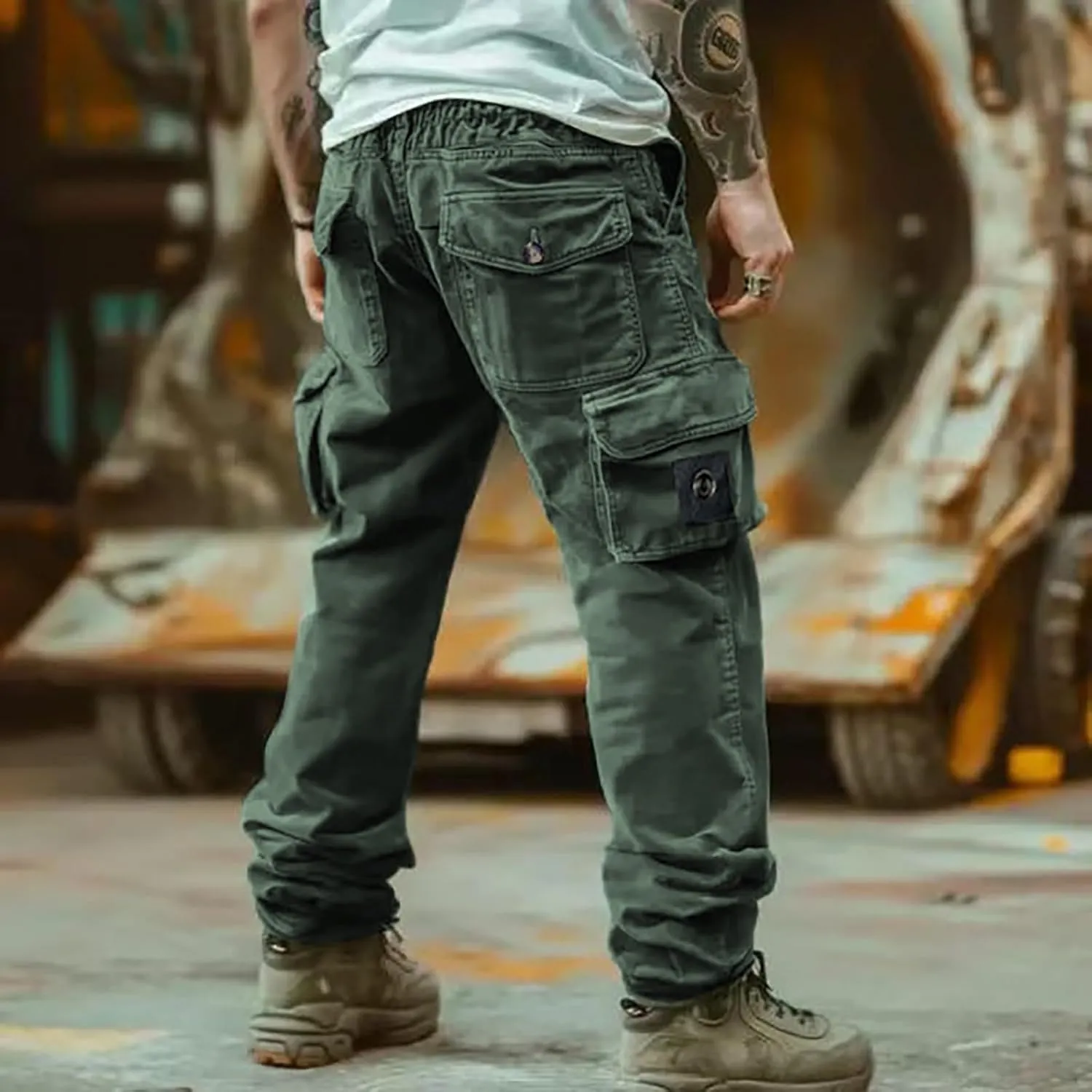 Cargo Work Pants Men Outdoor Hiking Travel Regular Fit Fall Pants Casual Straight Legs Trousers with Multi Pockets