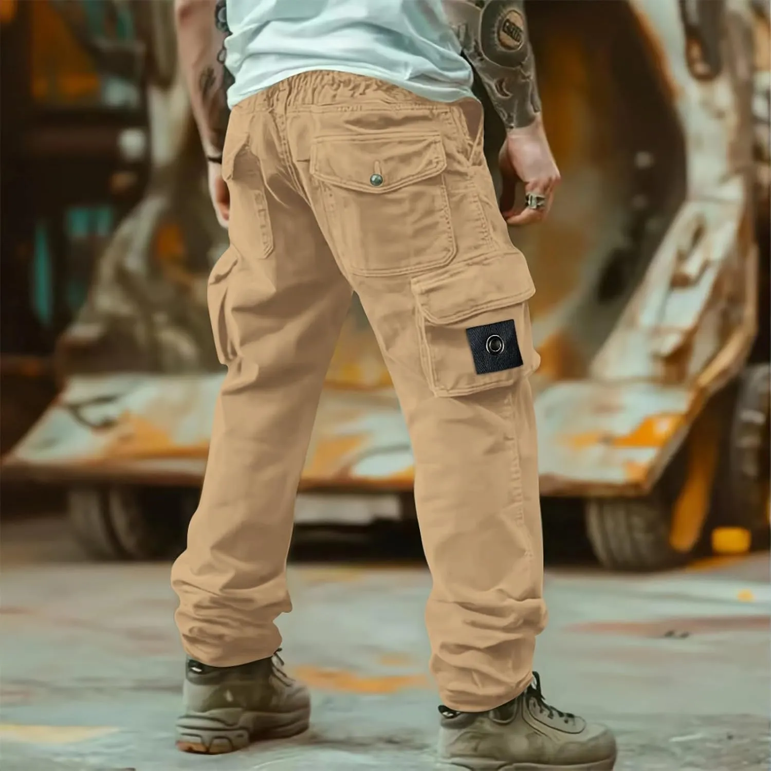 Cargo Work Pants Men Outdoor Hiking Travel Regular Fit Fall Pants Casual Straight Legs Trousers with Multi Pockets