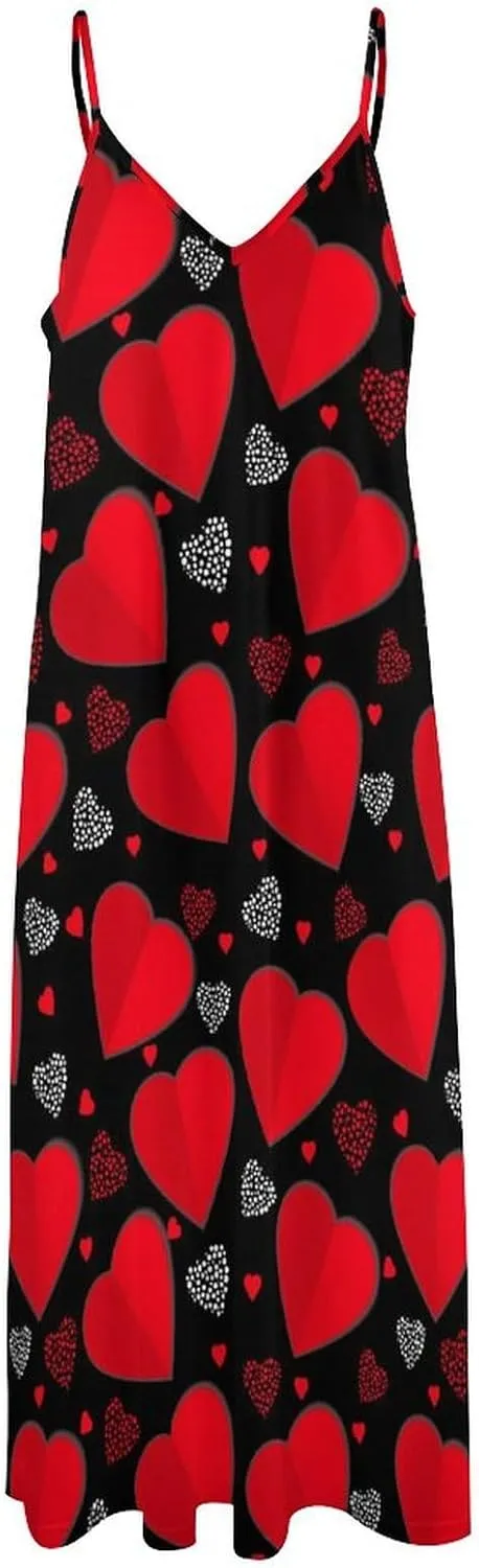 Casual Loose Sleeveless Dress for Women, Sexy V Neck Flowy Maxi Dress, Beach Vacation Spaghetti Strap Sundress