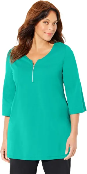 Catherines Women's Plus Size Suprema Studio Half-Zip Tunic