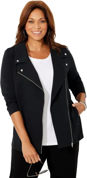 Catherines Women's Plus Size Suprema Studio Moto Jacket