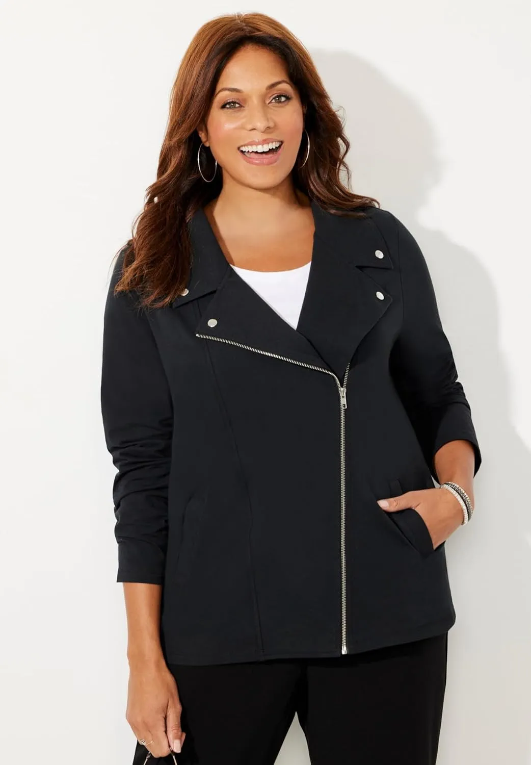 Catherines Women's Plus Size Suprema Studio Moto Jacket