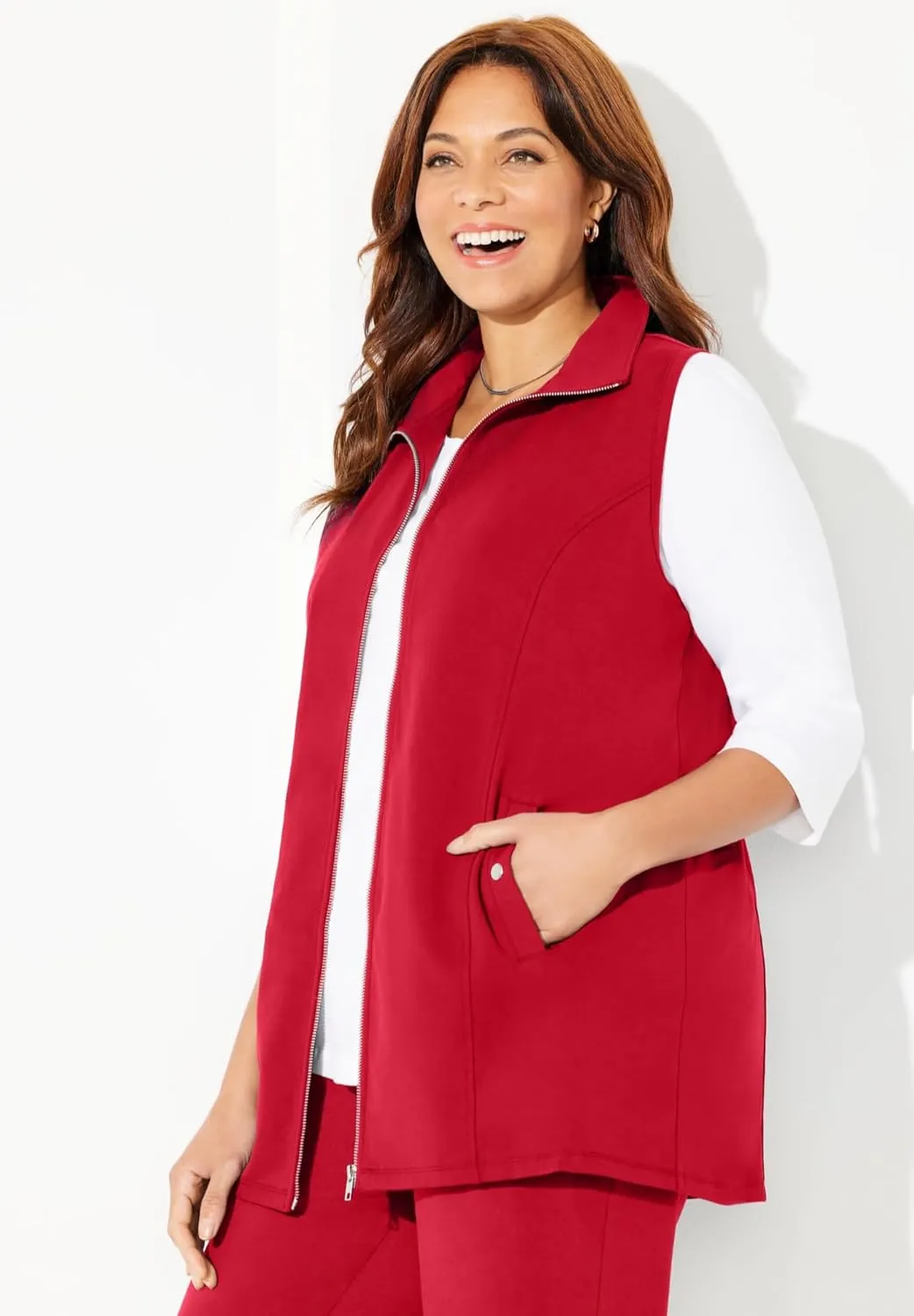 Catherines Women's Plus Size Suprema Studio Zip Front Vest