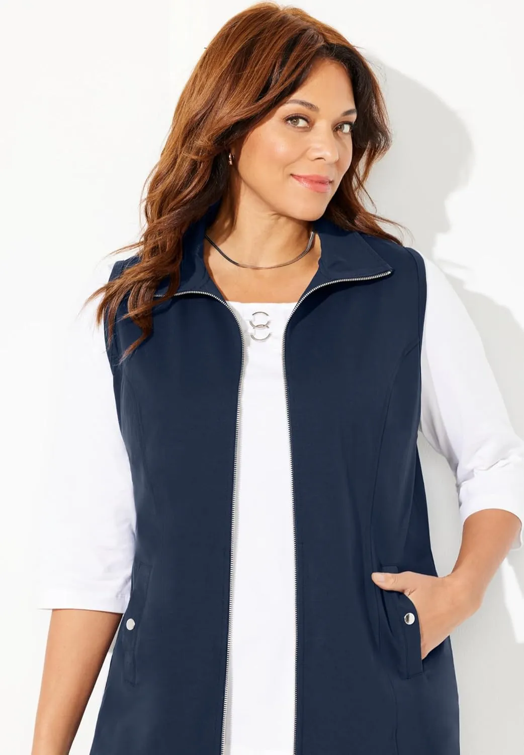 Catherines Women's Plus Size Suprema Studio Zip Front Vest