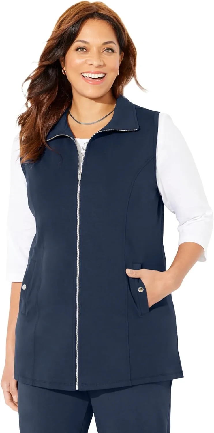 Catherines Women's Plus Size Suprema Studio Zip Front Vest