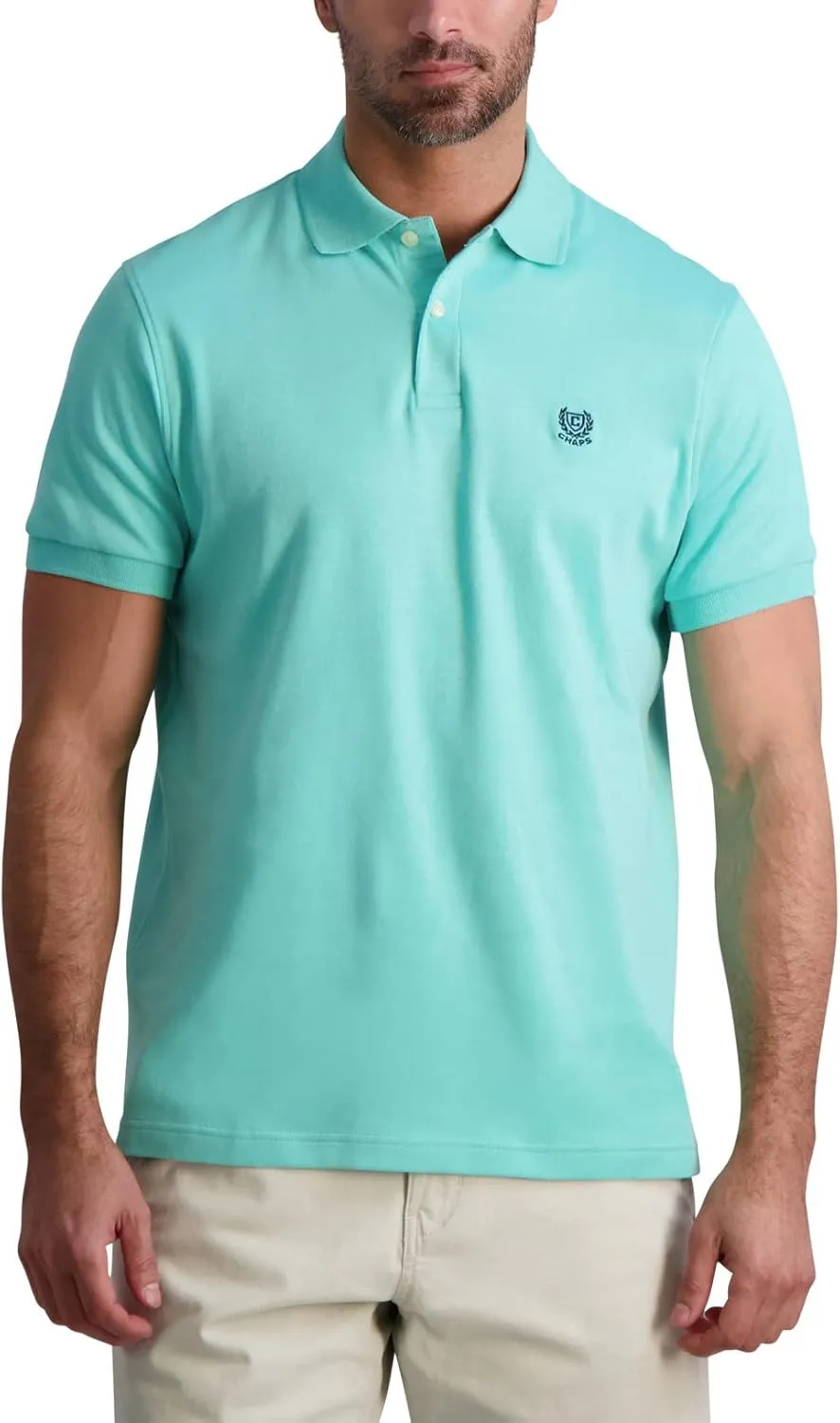 Chaps Men's Polo Shirt - Classic Fit Short Sleeve 2-Button Double Knit Cotton Polo Shirt (S-XL)